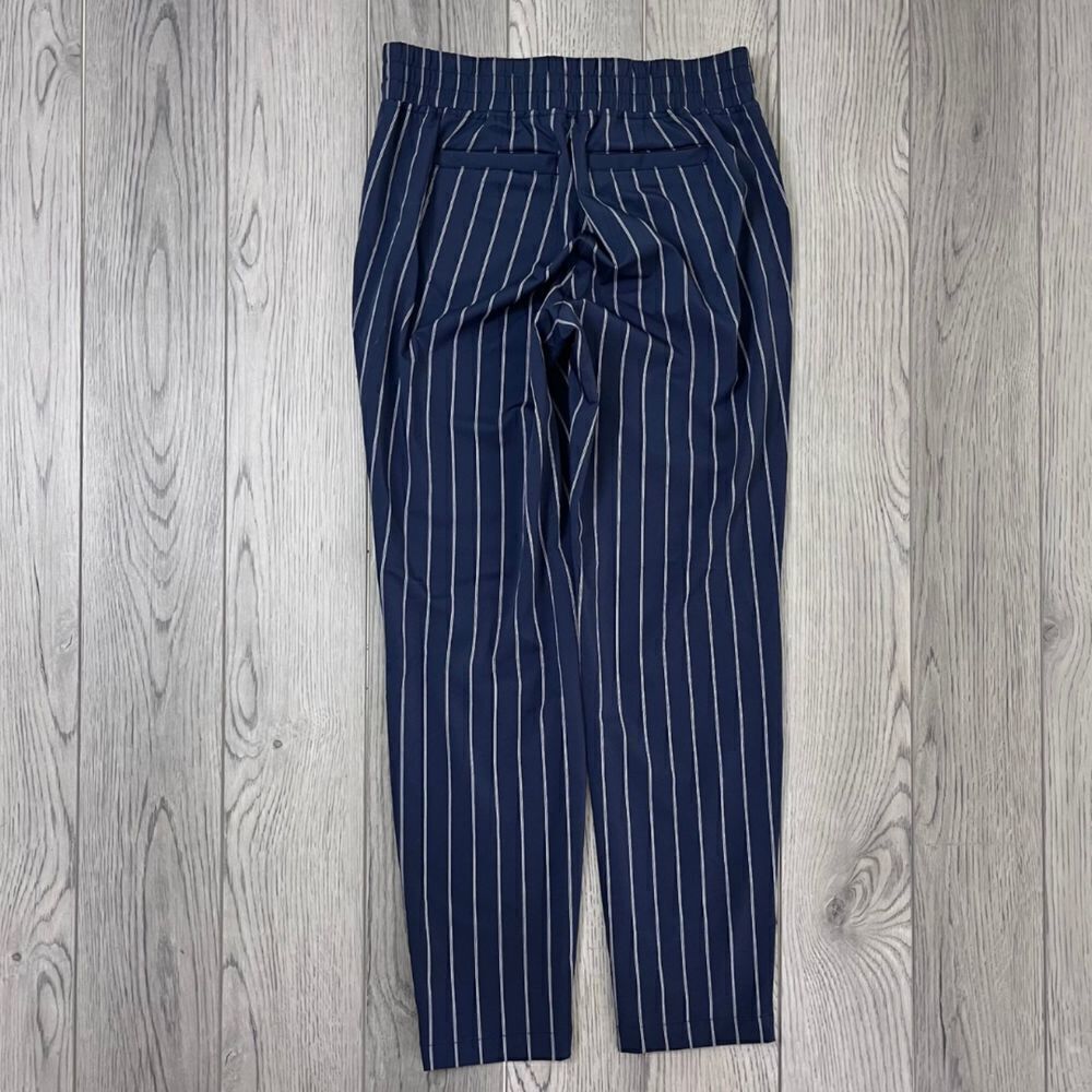 Athleta Blue Midtown Size 0 Stripe Ankle Pull On Athleisure Pants Trouser Office - Picture 6 of 16